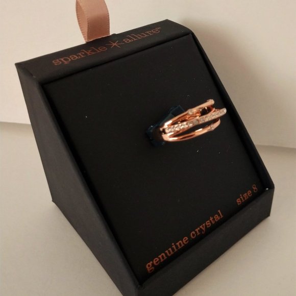 Sparkle Allure Rose Gold and Crystal Cocktail Ring 7 8 9 NIB - Picture 11 of 16